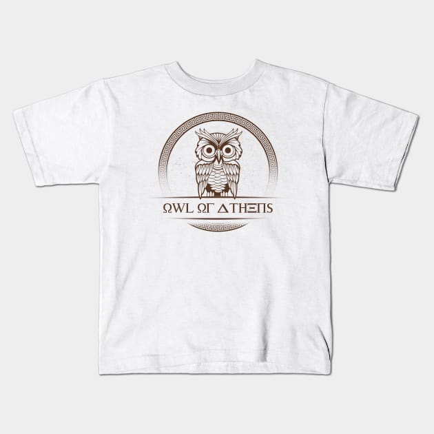 'Owl Of Athens' Awesome Athens Greek Mythology Gift Kids T-Shirt by ourwackyhome